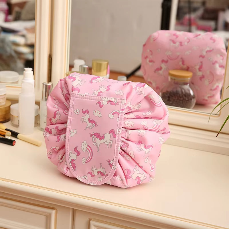 Women Drawstring Cosmetic Bag Travel Storage Makeup Bag Organizer Female Make up Pouch Portable Waterproof Toiletry Beauty Case