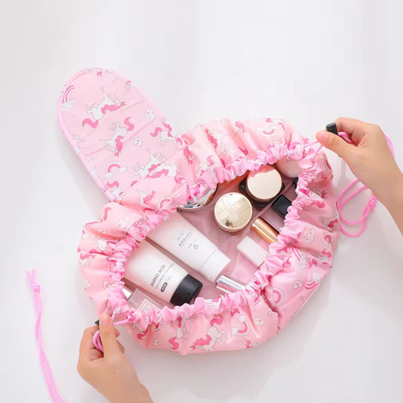 Women Drawstring Cosmetic Bag Travel Storage Makeup Bag Organizer Female Make up Pouch Portable Waterproof Toiletry Beauty Case